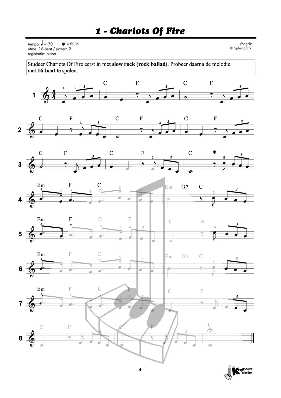 Voorbeeldpagina uit Keyboard Selections 4