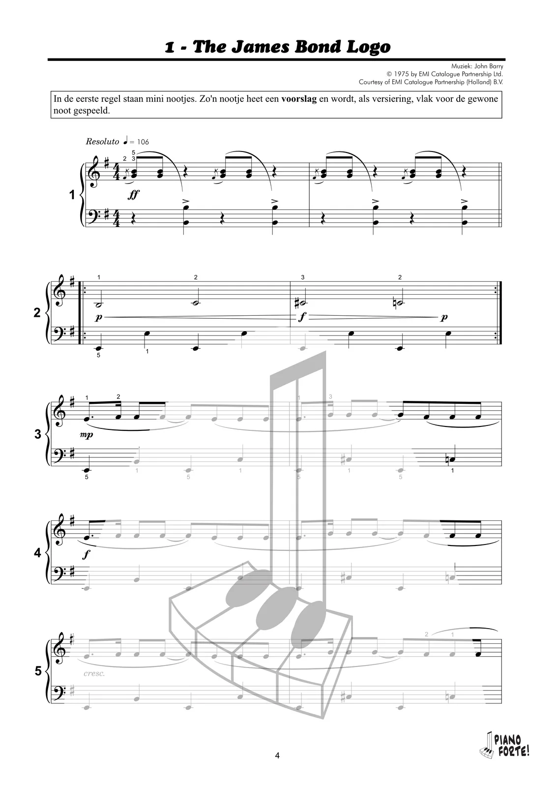 Voorbeeldpagina uit Piano Forte! 4